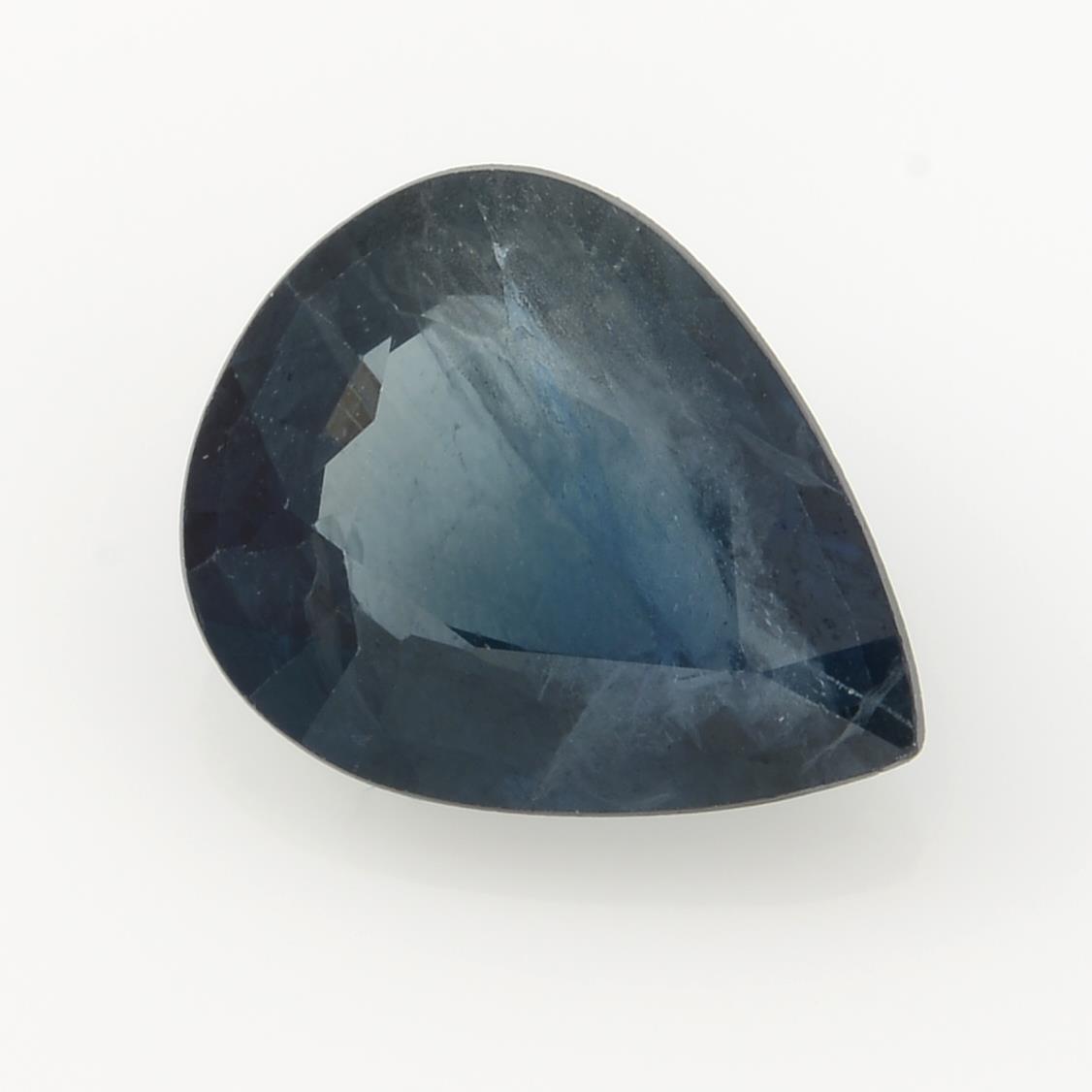 A pear-shape sapphire.