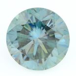A circular-shape green synthetic moissanite, weighing 7cts.