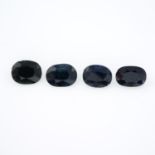 Four oval-shape sapphires, total weight 18.85cts, measuring approximately 12 by 8.5 by 5.5mms.