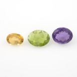 A selection of gemstones, weighing 47cts, to include amethyst, citrine and peridot.
