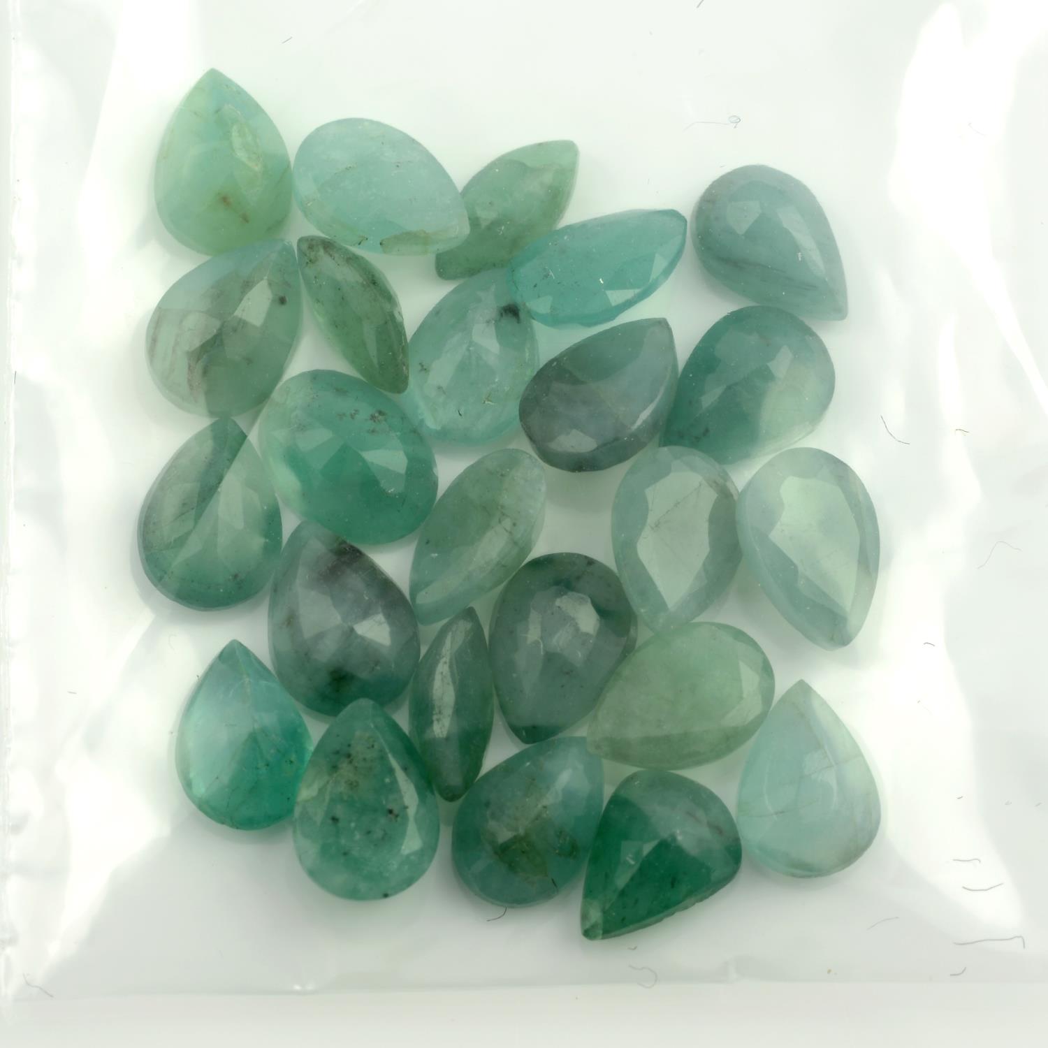 A selection of vari-shape emeralds, total weight 19.27cts. - Image 2 of 2