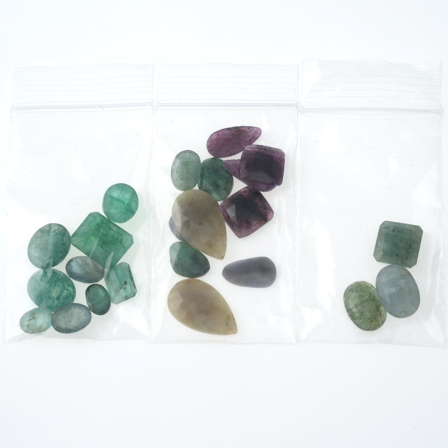 A selection of gemstones, weighing 127.5cts, to include emerald, green beryl and corundum. - Image 2 of 3