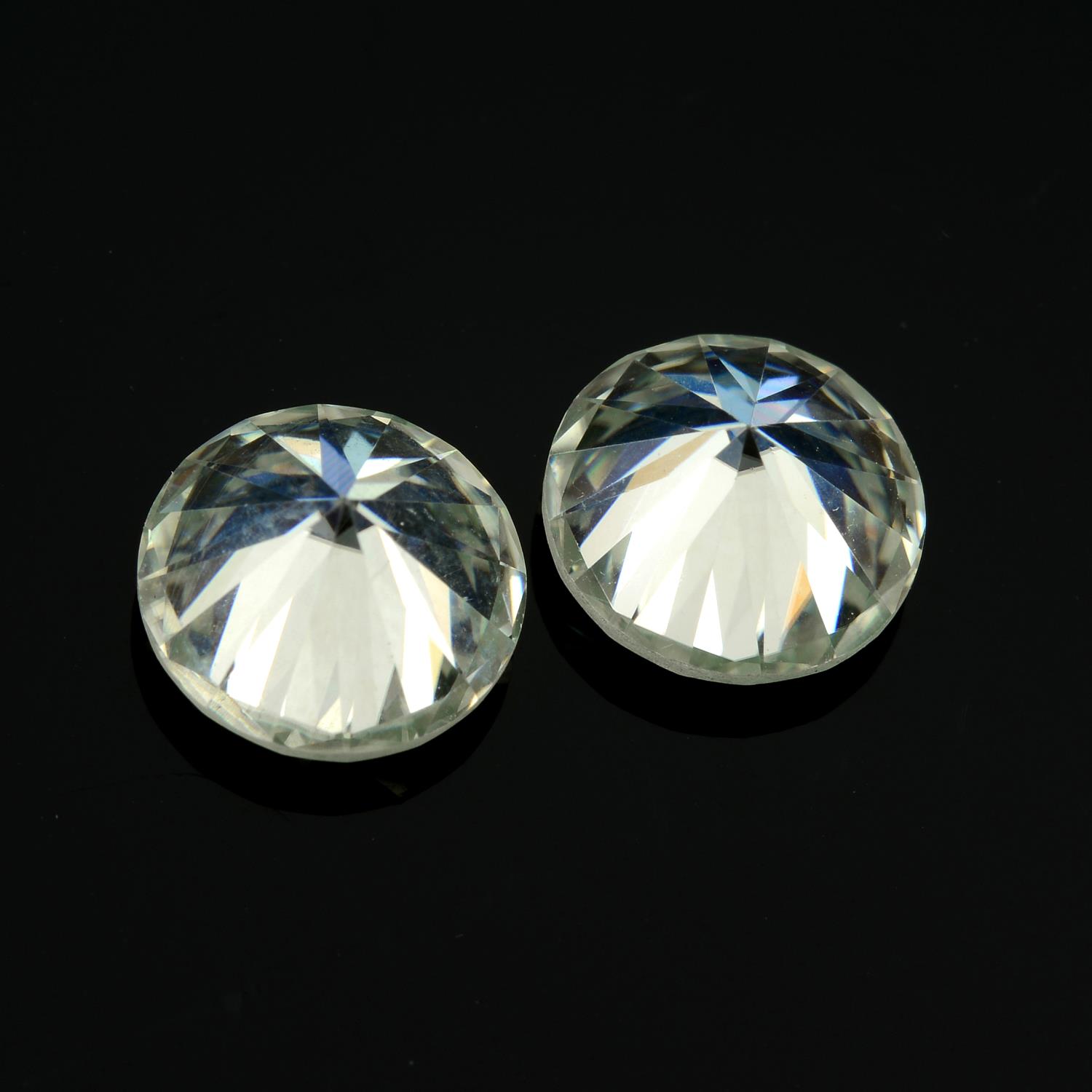 A pair of circular-shape colourless synthetic moissanite total weight 3.76cts. - Image 2 of 2