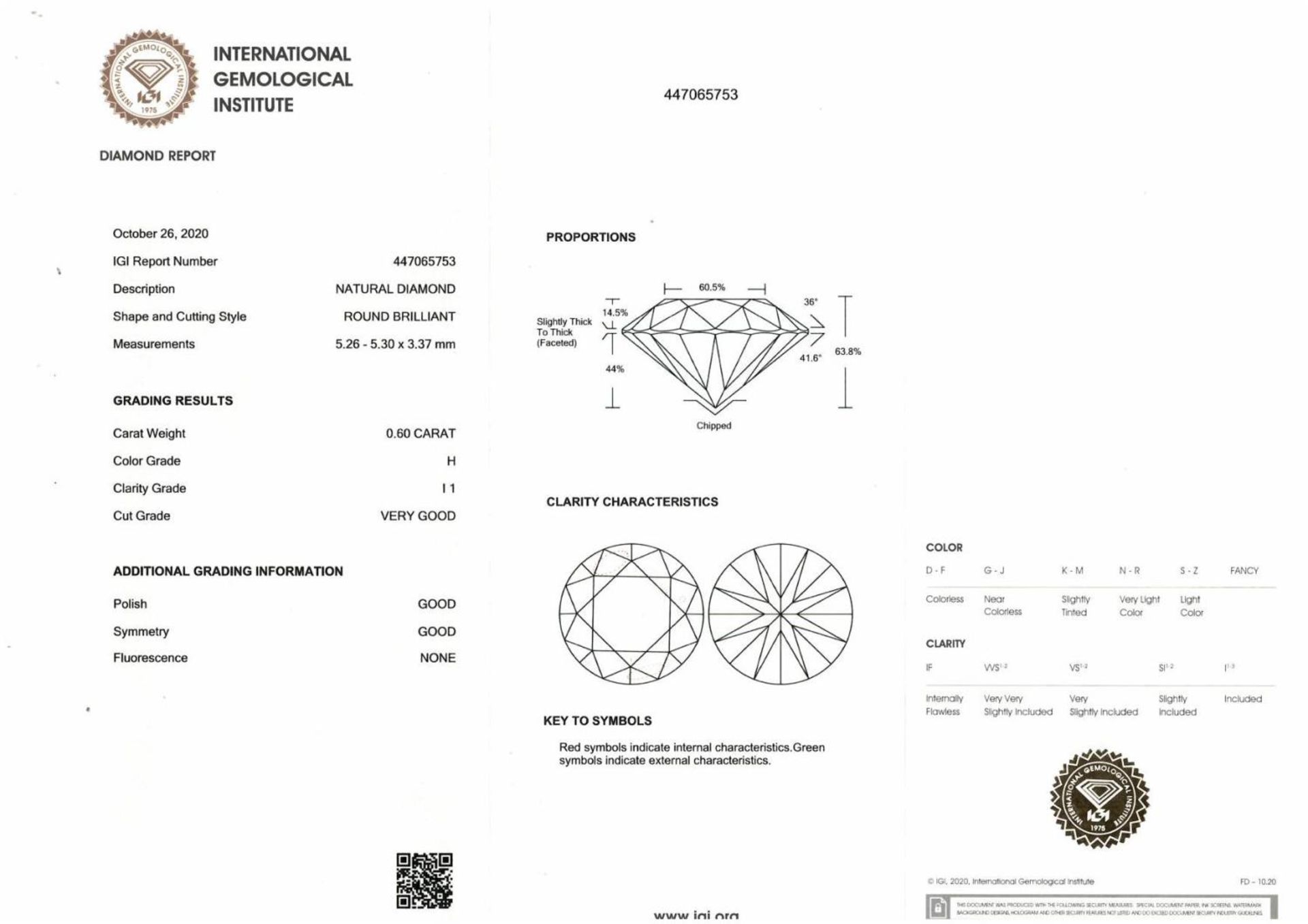 A brilliant cut diamond, weighing 0.60ct, measuring 5.26 by 5.3 by 3.37mms. - Image 4 of 4