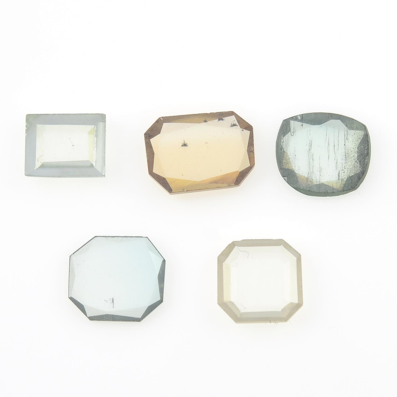 Five fancy-shape synthetic moissanites.