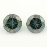 A pair of circular-shape green synthetic moissanite,
