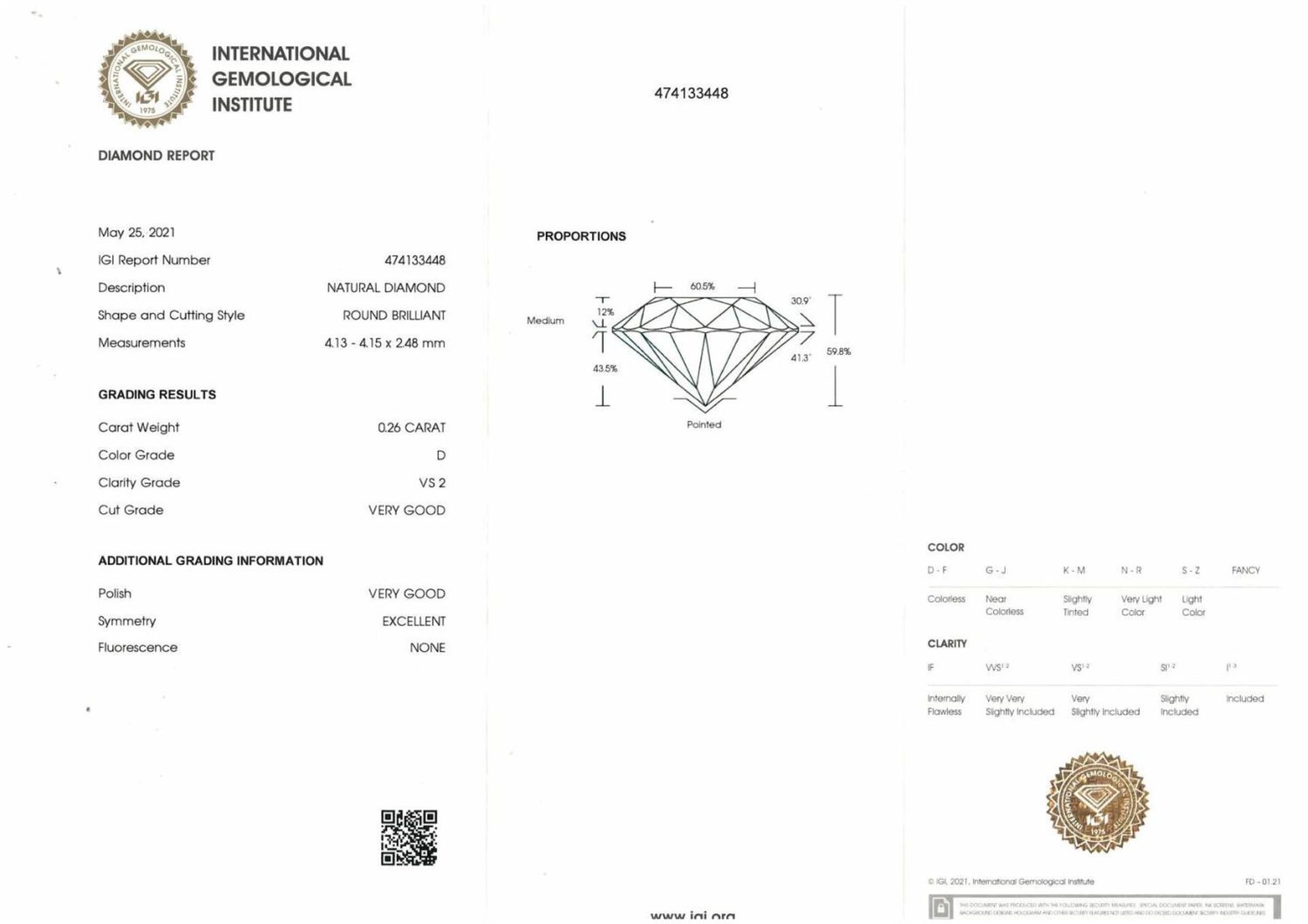A brilliant cut diamond, weighing 0.26ct, measuring 4.13 by 4.15 by 2.48mms. - Image 4 of 4