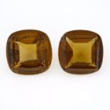 Pair of cushion shape citrines, weighing 39.23ct.