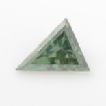 A triangular-shape green synthetic moissanite.