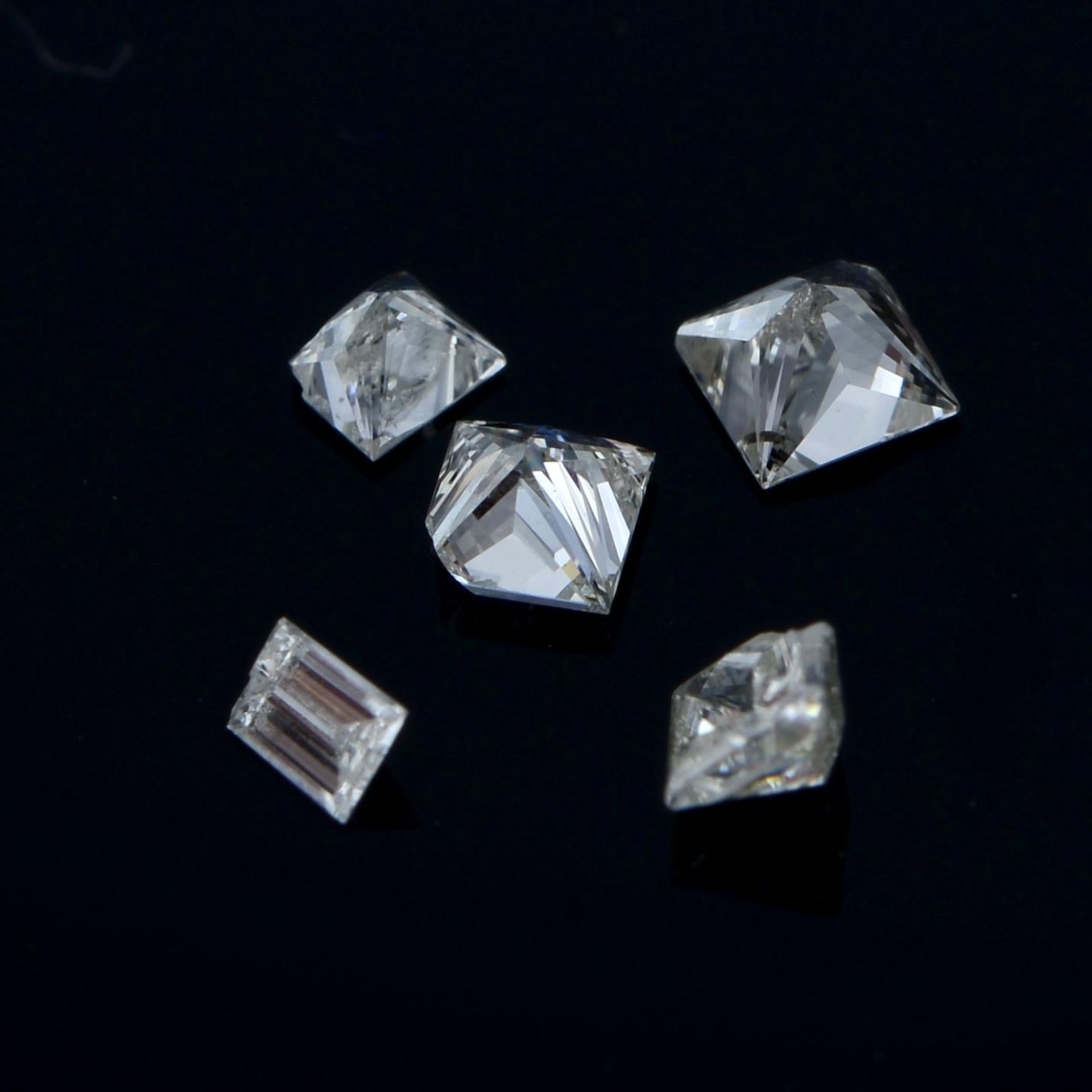 Nine square-shape diamonds, total weight 1.18cts. - Image 2 of 2
