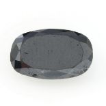 An oval-shape black diamond, weighing 3.02cts, measuring 11.23 by 7.15 by 3.87mms.