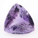 A triangular shape amethyst, weighing 28.47ct.