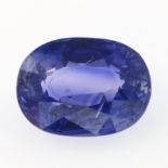 An oval-shape sapphire, weighing 1.10cts.