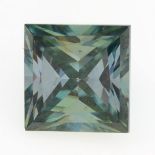 A square-shape blue-green synthetic moissanite.