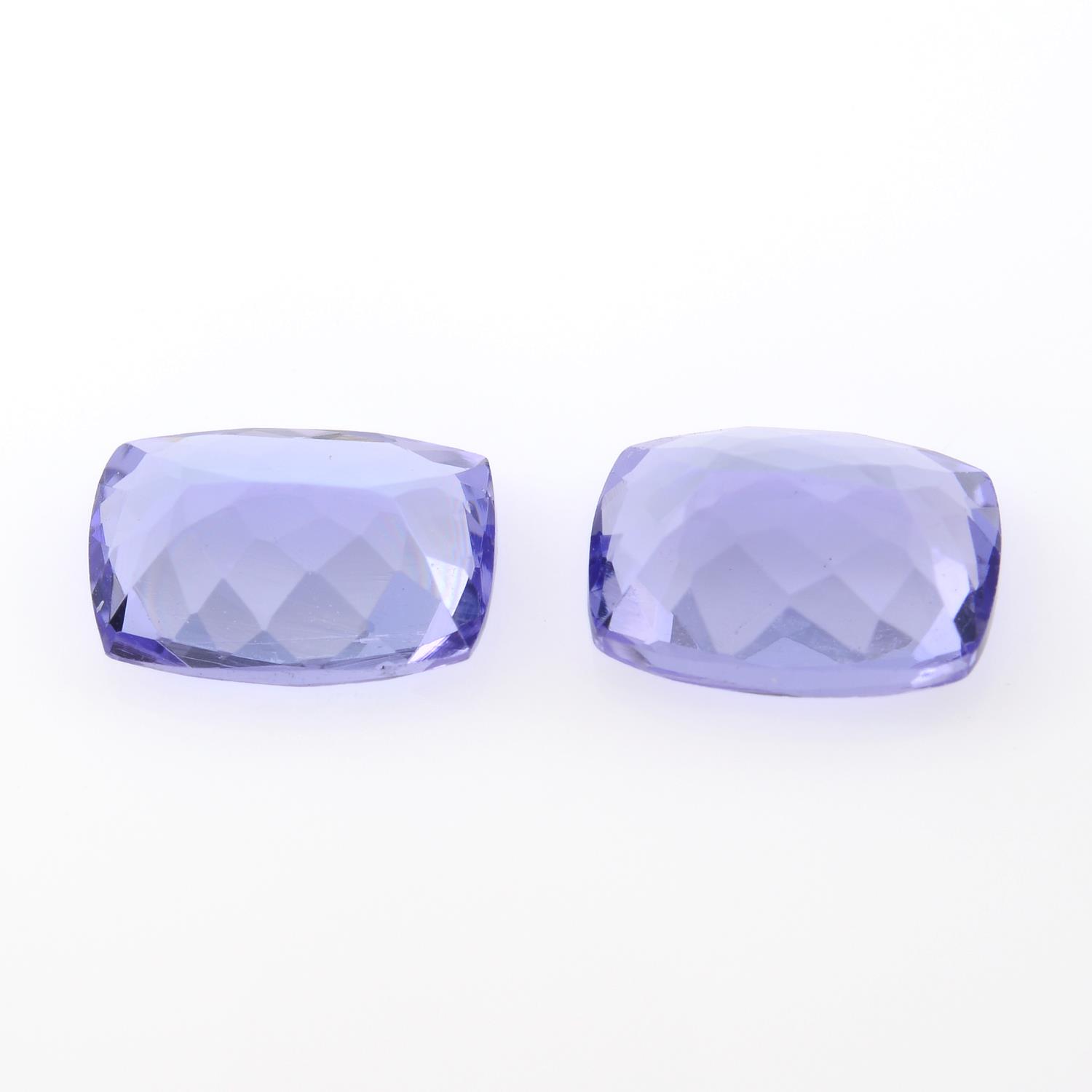 Pair of cushion shape tanzanites, weighing 2ct. - Image 2 of 2