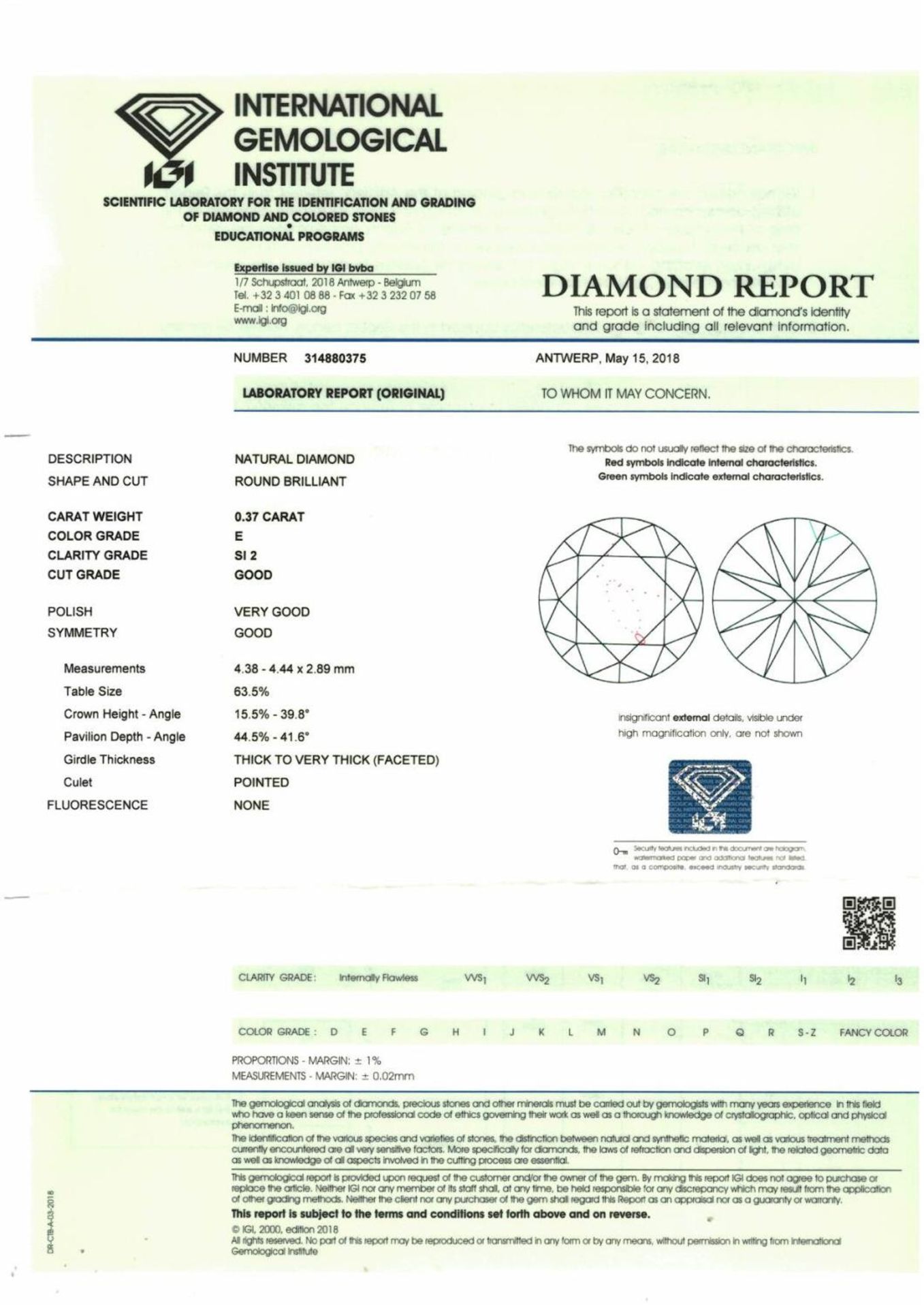 A brilliant cut diamond, weighing 0.37ct. - Image 4 of 4
