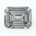 A rectangular-shape synthetic moissanite, weighing 8.28cts.