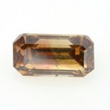 A rectangular shape fancy deep brown orange diamond, weighing 0.48ct.