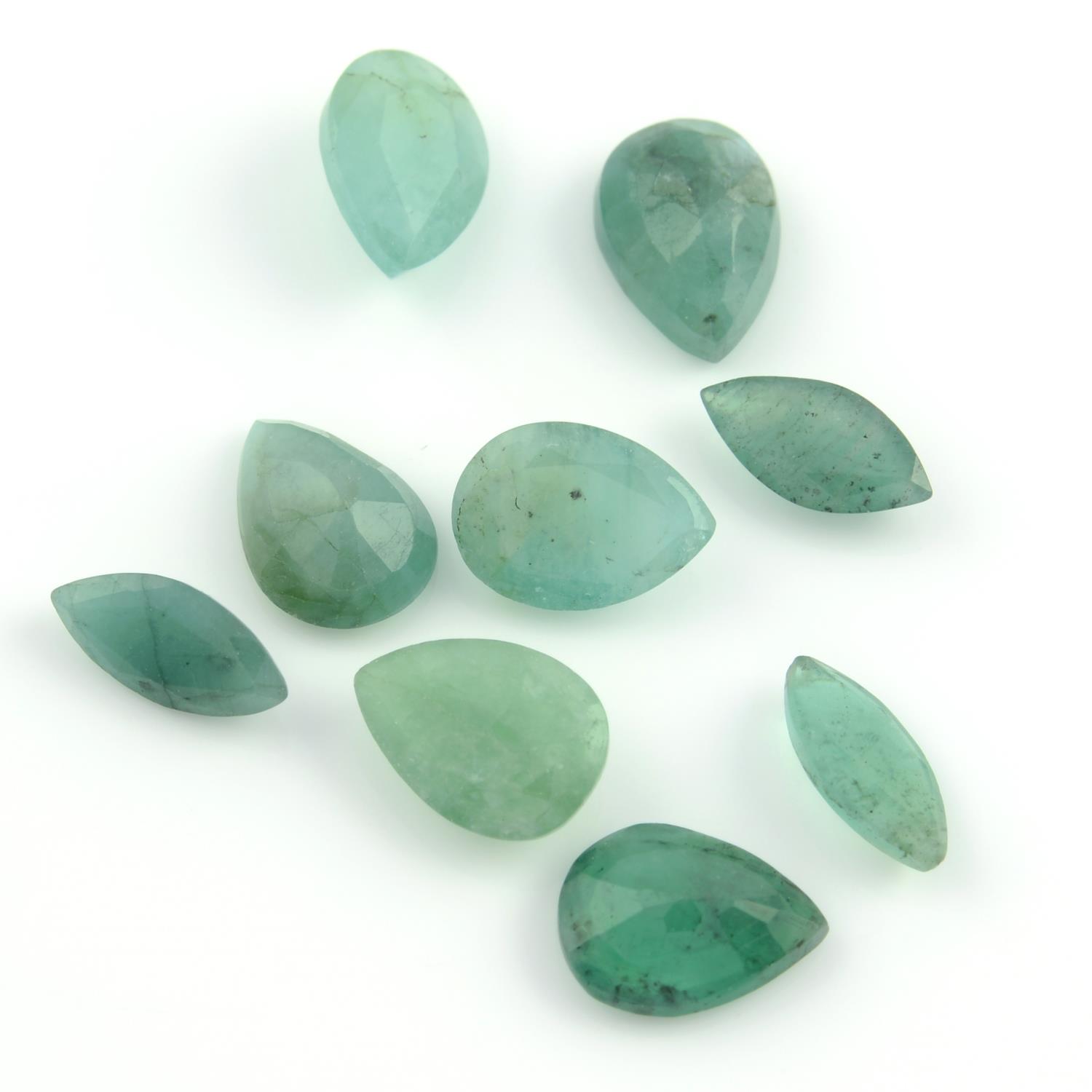 A selection of vari-shape emeralds, total weight 19.27cts.