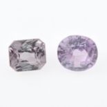 Two vari-shape pink sapphires,
