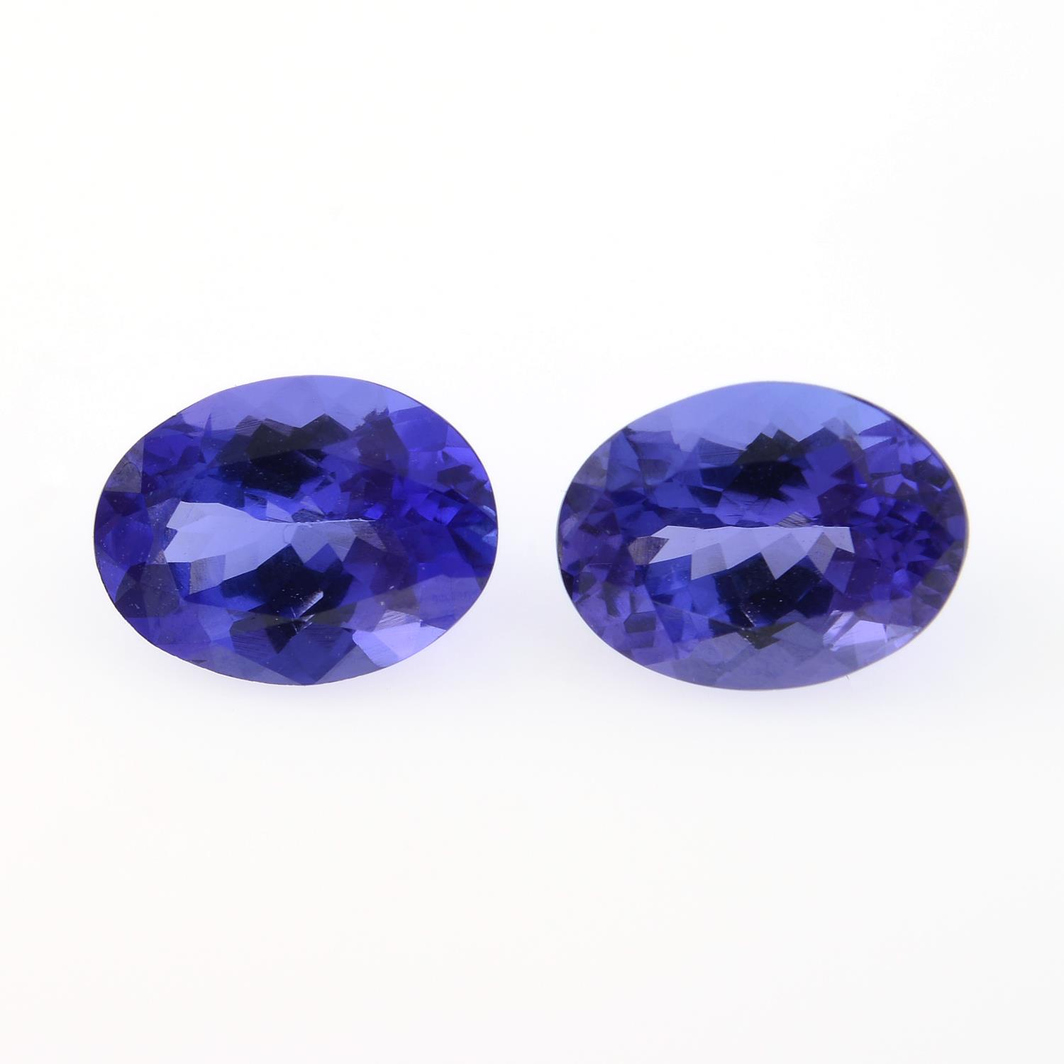 Pair of oval shape tanzanites, weighing 2.44ct.