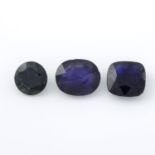 Three vari-shape sapphires, total weight 16.90cts.