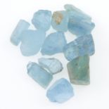 A selection of rough aquamarines.