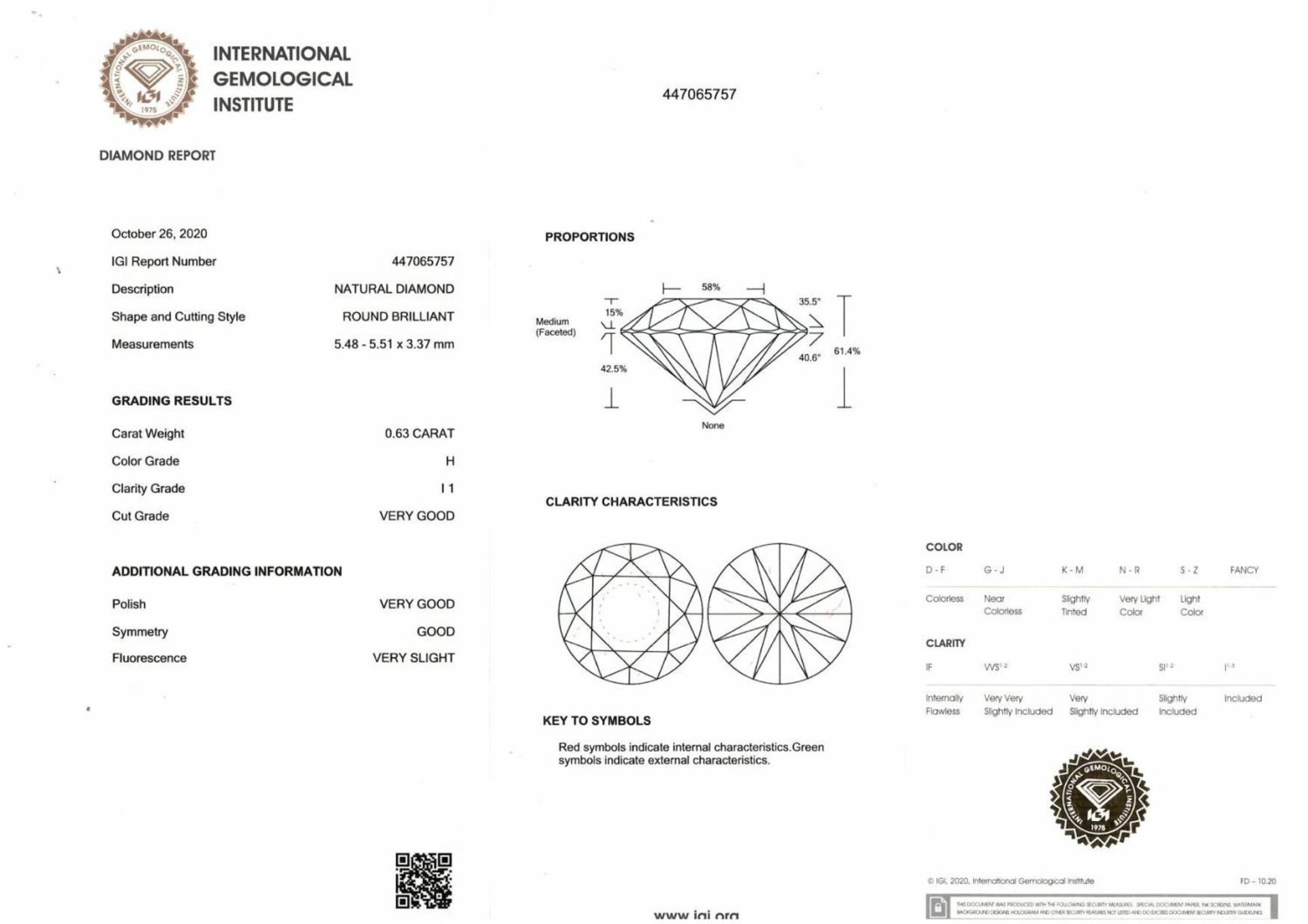 A brilliant cut diamond, weighing 0.63ct, measuring 5.48 by 5.51 by 3.37mms. - Bild 4 aus 4