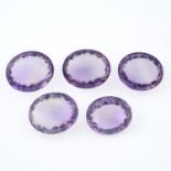 Five oval shape amethysts, weighing 126ct.