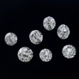 Seven brilliant-cut diamonds, weighing 0.84ct total.