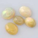 Selection of oval shape opal cabochons,