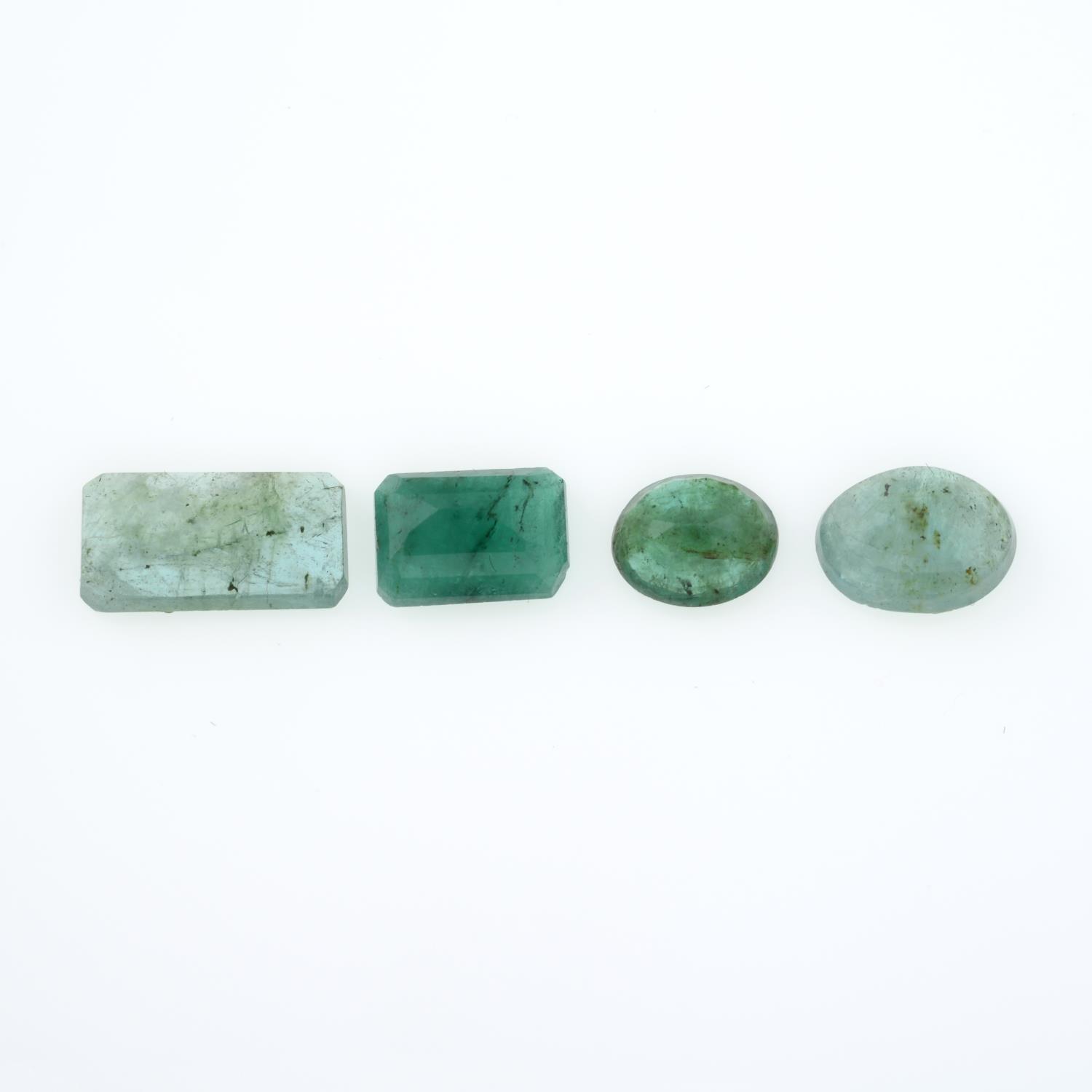 Four vari-shape emeralds, - Image 2 of 2