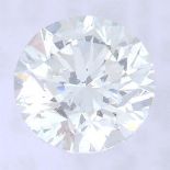 A brilliant cut diamond, weighing 0.50ct, measuring 4.98 by 5.01 by 3.23mms.