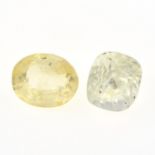 Two vari-shape yellow sapphires,