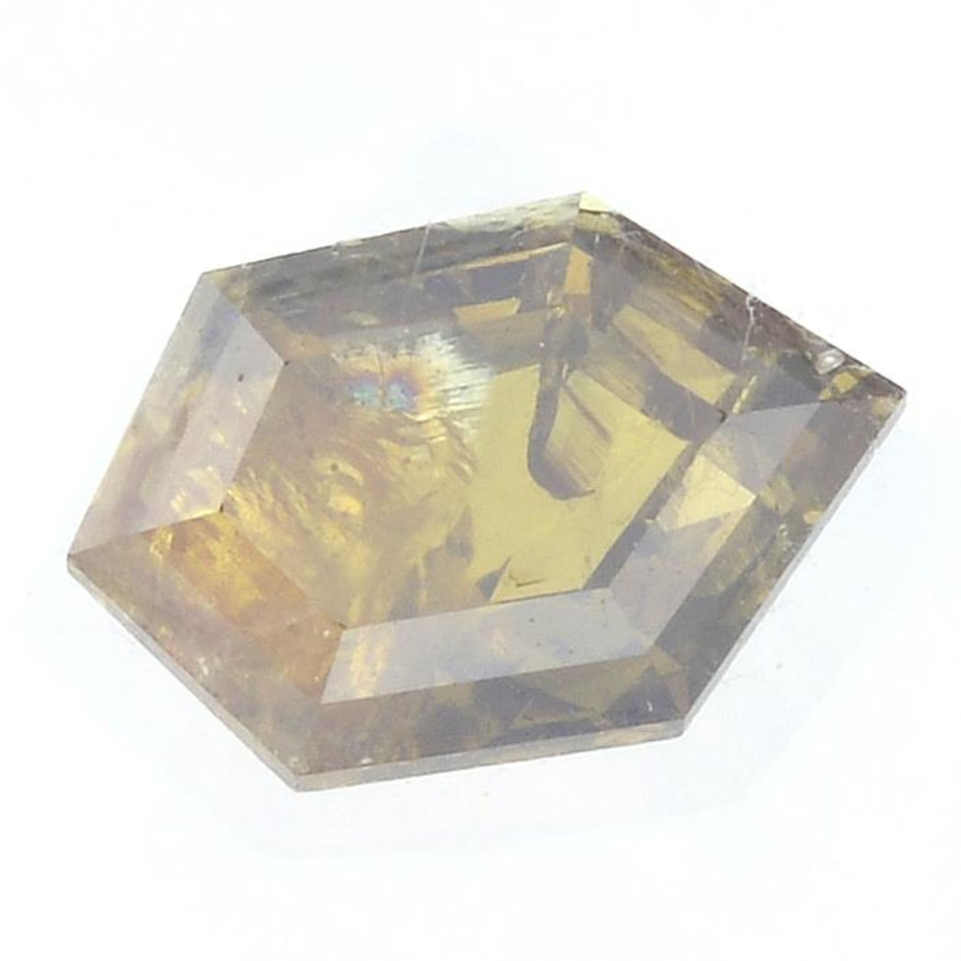 A fancy shape fancy deep brownish orange diamond, weighing 1.20cts.