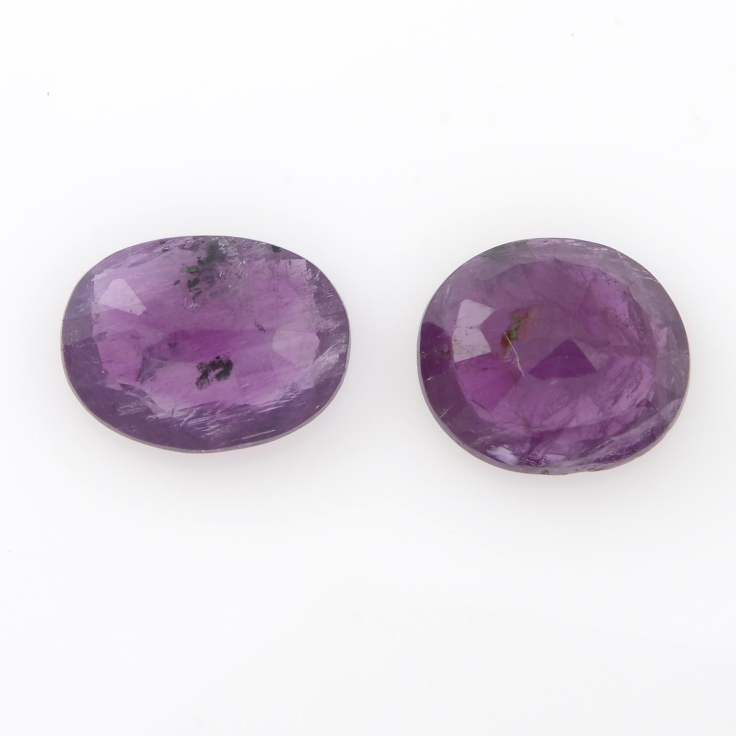 Two oval-shape pinkish purple sapphires, total weight 3.68cts. - Image 2 of 2