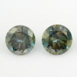 A pair of circular-shape green synthetic moissanite, total weight 6.30cts.