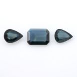 Three vari-shape sapphires,