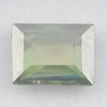 A rectangular-shape green synthetic moissanite, weighing 2.25cts.