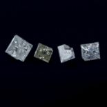 Nine square-shape diamonds, total weight 1.18cts.