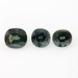 A selection of cushion-shape green sapphires, total weight 12.02cts.