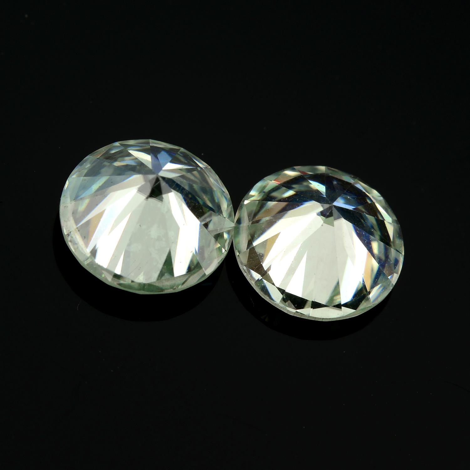 A pair of circular-shape colourless synthetic moissanite total 2.45cts. - Image 2 of 2