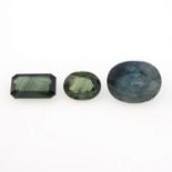 Three vari-shape green sapphires, total weight 15.81cts.