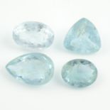Four aquamarines and an oval shape heliodor, weighing 30.19ct.