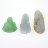 Three jade carvings, weighing 175.22ct.