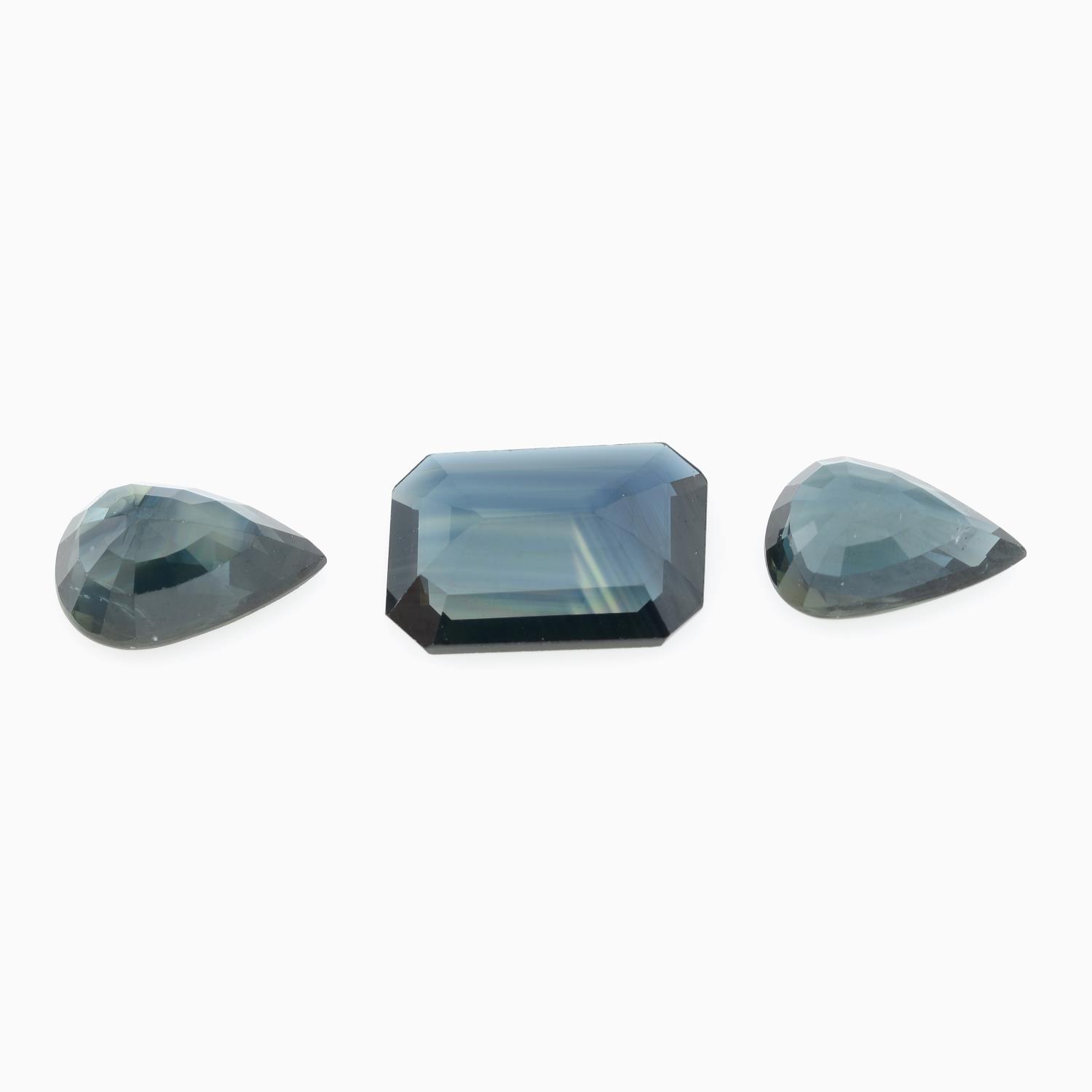 Three vari-shape sapphires, - Image 2 of 2