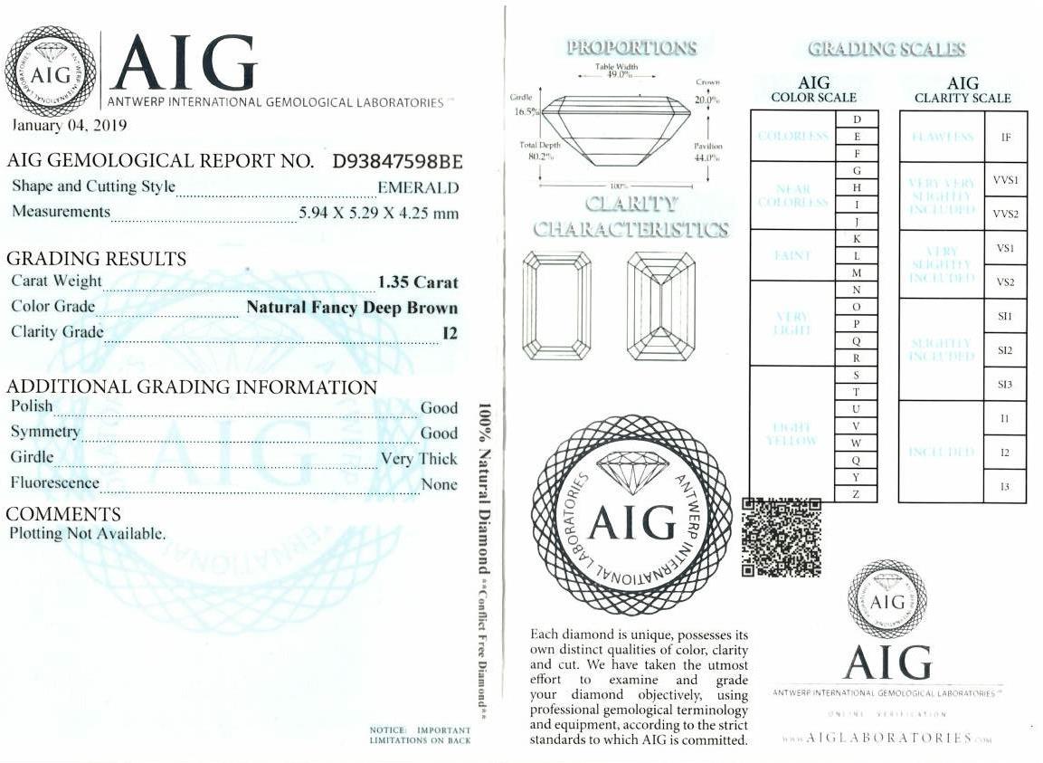 A rectangular shape fancy deep brown diamond, weighing 1.35cts, measuring 5.94 by 5.29 by 4.25mm. - Image 3 of 3