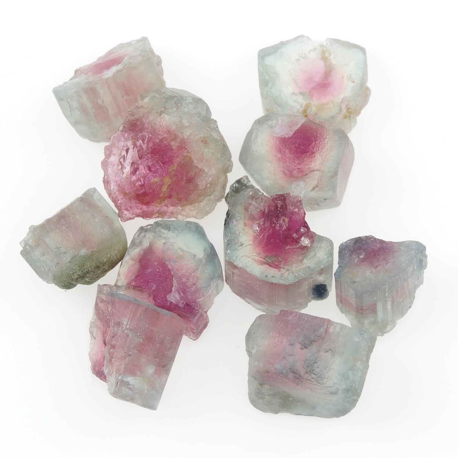 A selection of rough tourmalines.