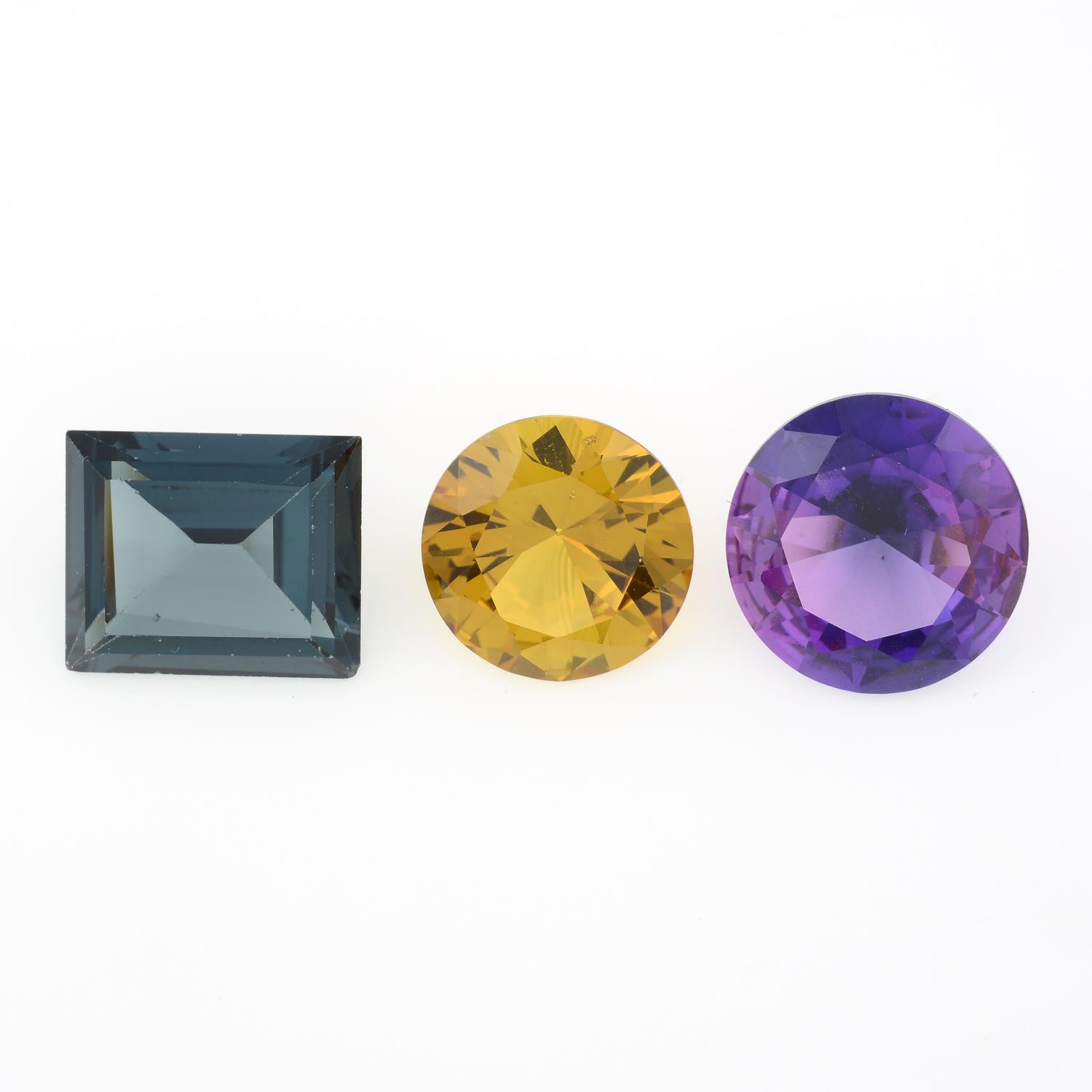 A selection of synthetic spinels and synthetic sapphires, weighing 196gms.