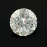 A circular-shape colourless synthetic moissanite weighing 2.82cts.